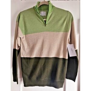 NWT‎ FAZE 1 boy's Sz L (14/16) color block mock 1/4 zip sweater
